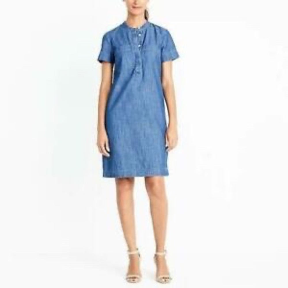 J Crew Denim Chambray Short Sleeve Shirtdress